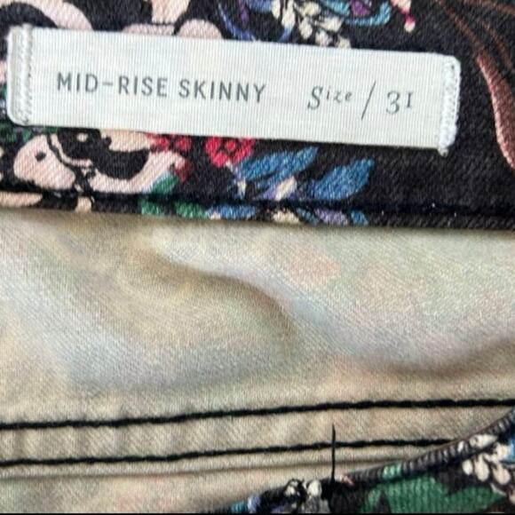 Pilcro Anthropologie Mid-Rise Skinny Jeans 31 Floral - Picture 6 of 7